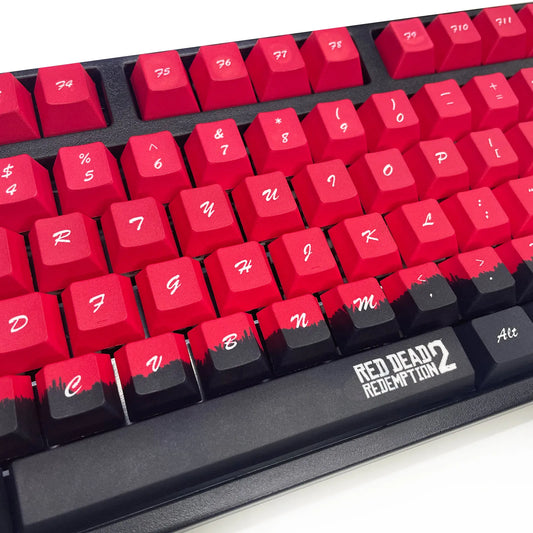 Red Dead Redemption 2 Themed Pbt Keycaps 108 Key Set for Mechanical Keyboard OEM Profile - OEM Profile Available at 2Fast2See.co