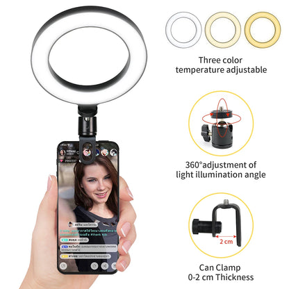 LED Ring Light 16cm With Adjustable Clip For Video Live Streaming - Available at 2Fast2See.co