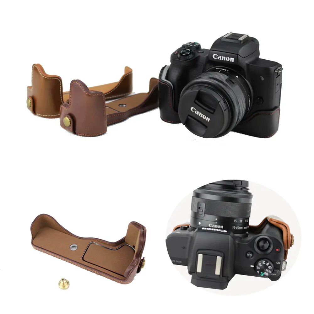 Leather Camera Case for Canon EOS M50 Mark II - Available at 2Fast2See.co