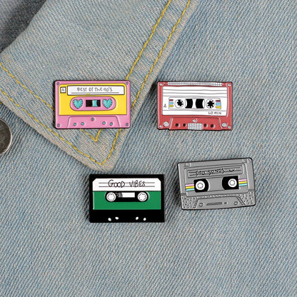 Vintage Nostalgic Cassette Enamel Pins - Available at 2Fast2See.co