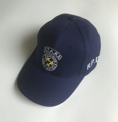 Biohazard S.T.A.R.S. RPD Logo Raccoon Police Embroidery Hat Deep Blue Cap
