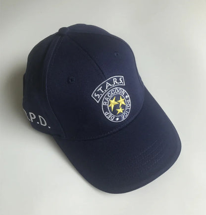 Biohazard S.T.A.R.S. RPD Logo Raccoon Police Embroidery Hat Deep Blue Cap