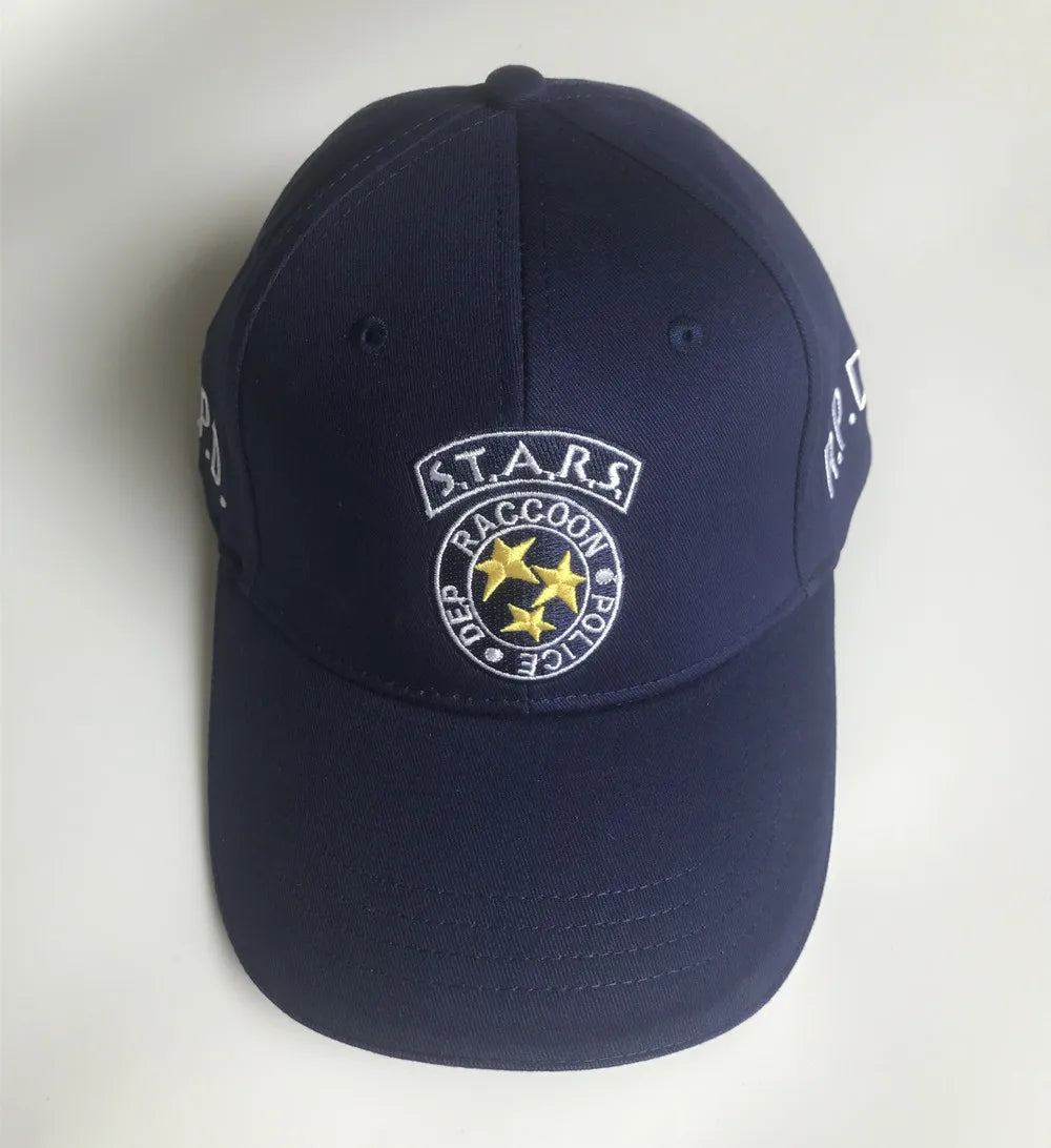Biohazard S.T.A.R.S. RPD Logo Raccoon Police Embroidery Hat Deep Blue Cap