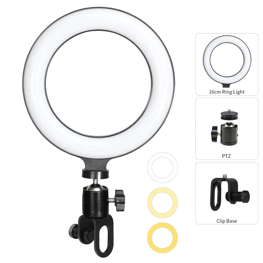 LED Ring Light 16cm With Adjustable Clip For Video Live Streaming - Available at 2Fast2See.co