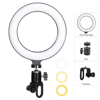 LED Ring Light 16cm With Adjustable Clip For Video Live Streaming - Available at 2Fast2See.co