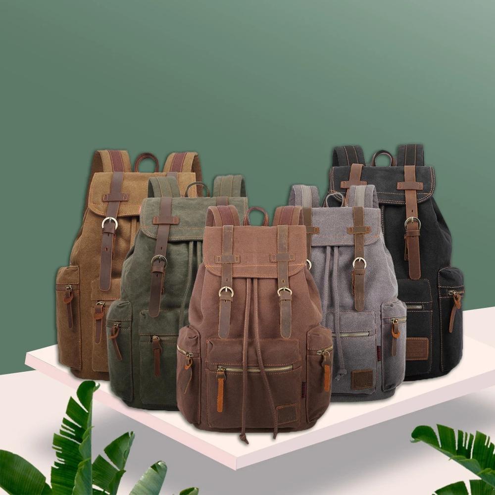 Vintage Leather Canvas Backpack for Hiking & Camping - Available at 2Fast2See.co