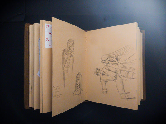 Handmade Leather Cover Sketchbook Vintage Style - Aesthetic Vertical Cover Available at 2Fast2See.co