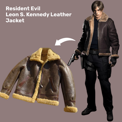 Resident Evil Leon S. Kennedy Custom Leather Sheep Jacket