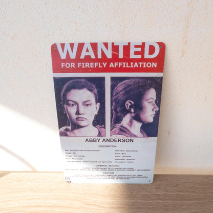 The Last of Us Abby Anderson Wanted Metal Wall Sign