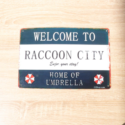 Resident Evil Welcome To Raccoon City Metal Wall Sign