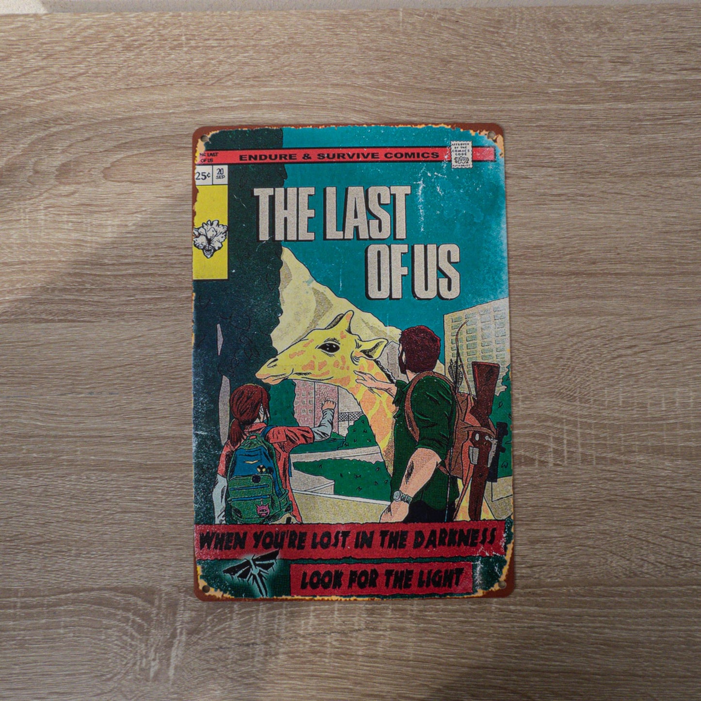 The Last Of Us Part I Ellie & Joel Giraffe Moment Metal Wall Sign