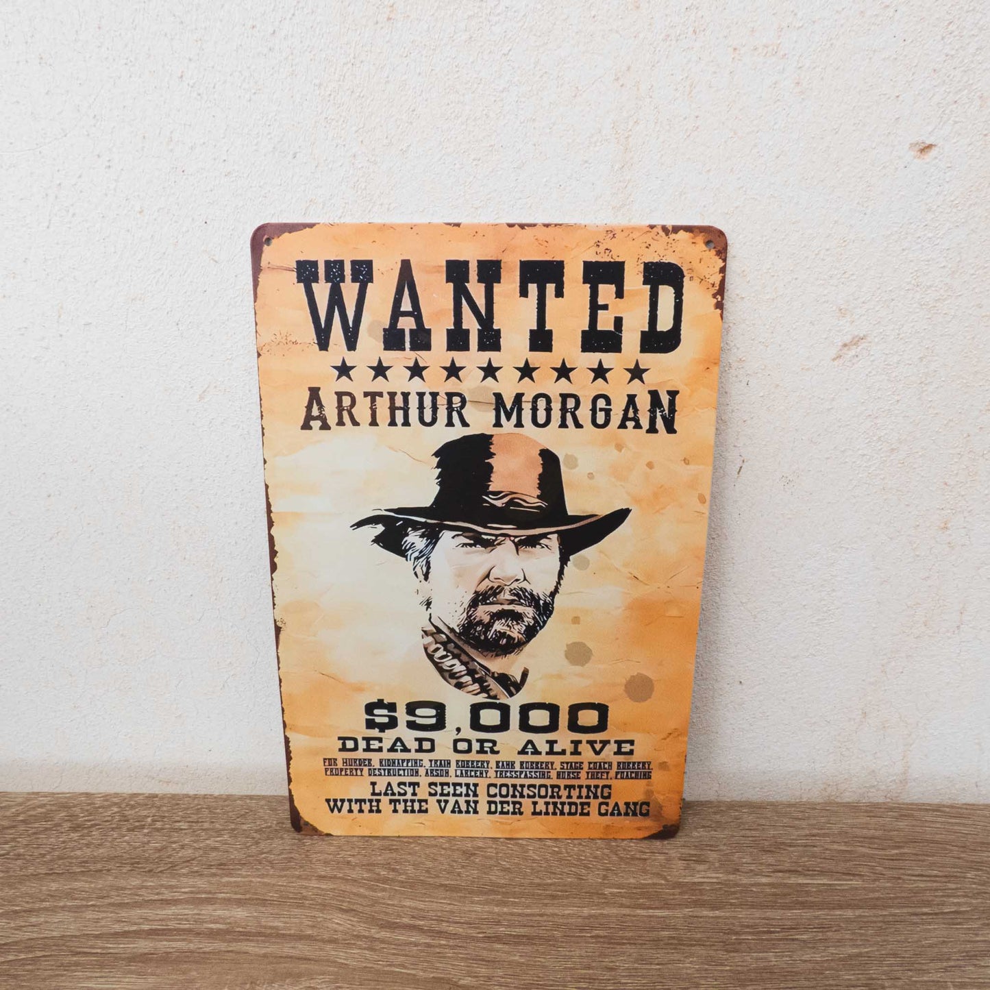 Red Dead Redemption II Arthur Morgan Wanted Metal Wall Sign