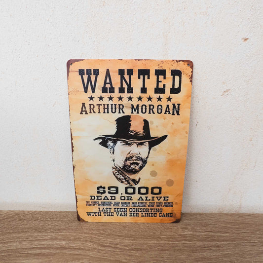 Red Dead Redemption II Arthur Morgan Wanted Metal Wall Sign