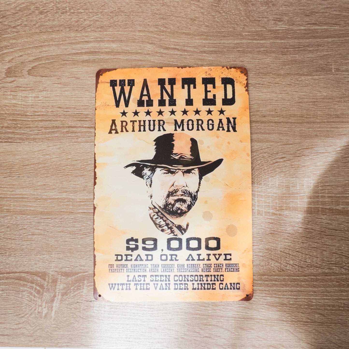 Red Dead Redemption II Arthur Morgan Wanted Metal Wall Sign