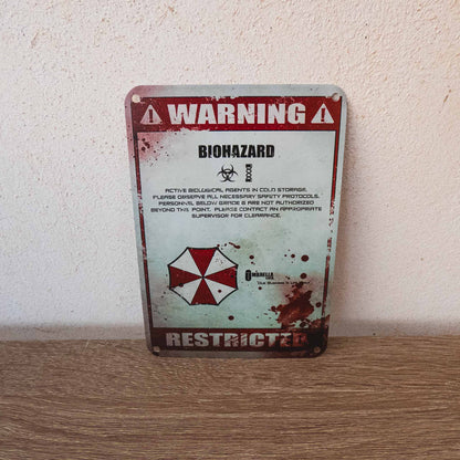 Resident Evil Warning Restricted Area Metal Wall Sign