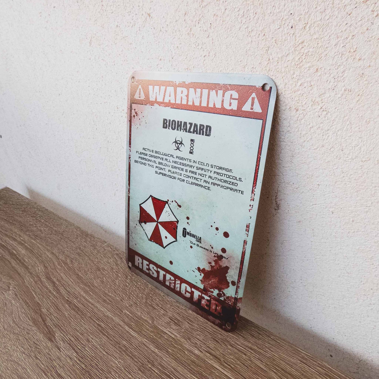 Resident Evil Warning Restricted Area Metal Wall Sign