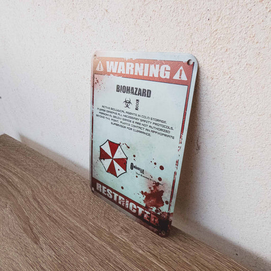 Resident Evil Warning Restricted Area Metal Wall Sign