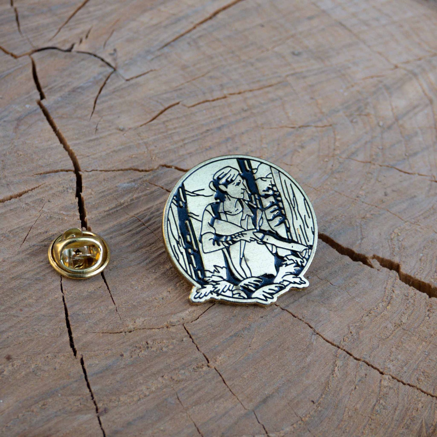 The Last Of Us Part II Ellie With Her Rifle Gold Pin Brooch
