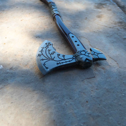 God of War Leviathan Silver Axe Keychain with Clasp