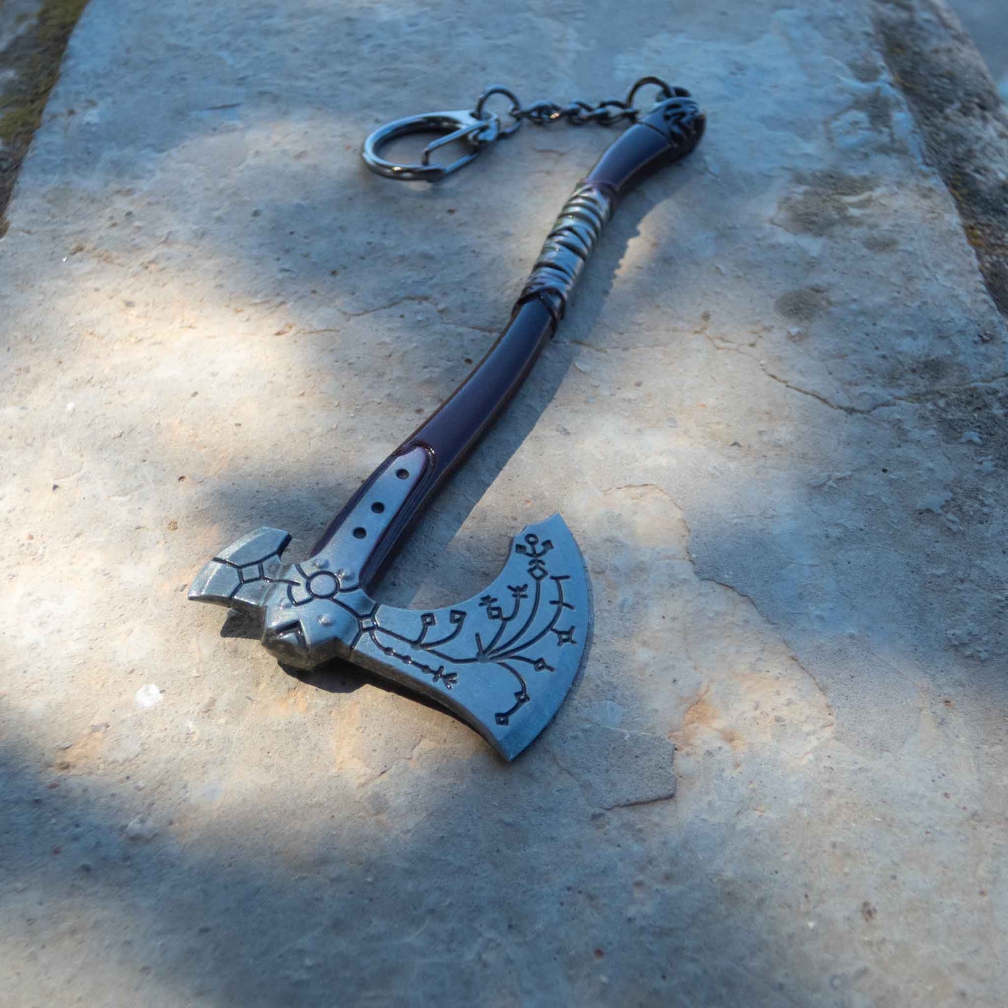 God of War Leviathan Silver Axe Keychain with Clasp