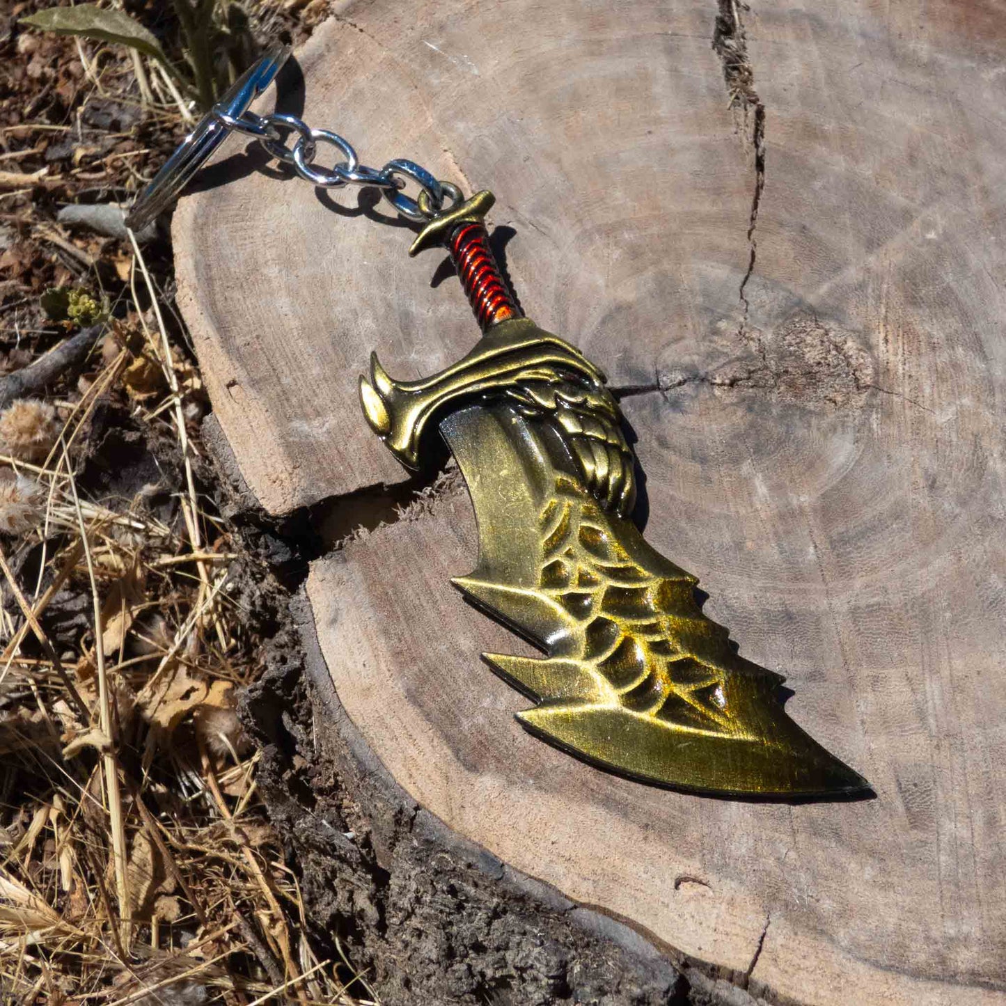God of War Video Game Gold 9cm Blade of Chaos Keychain