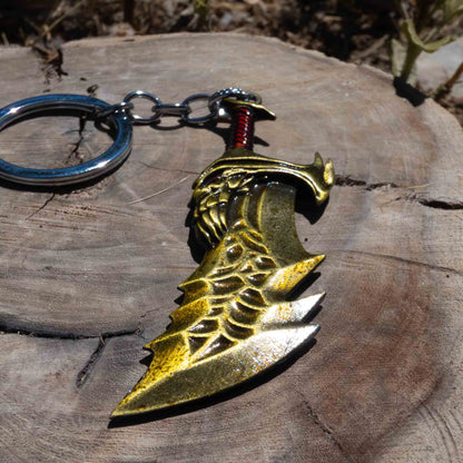 God of War Video Game Gold 9cm Blade of Chaos Keychain