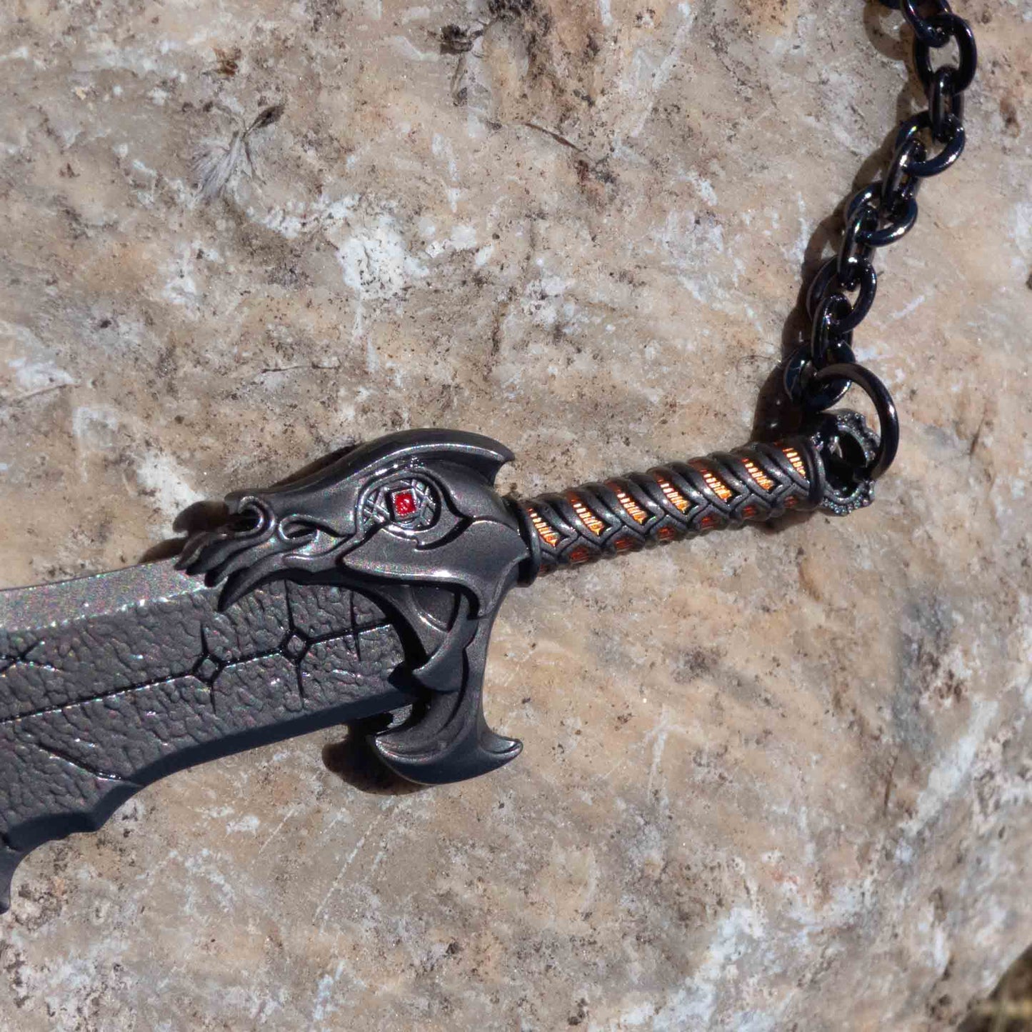God of War Kratos Metallic Blade of Chaos Keychain With Clasp Black Red