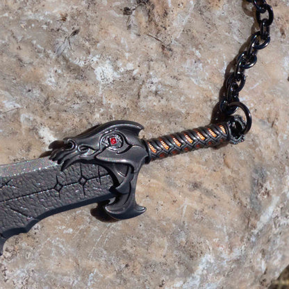 God of War Kratos Metallic Blade of Chaos Keychain With Clasp Black Red