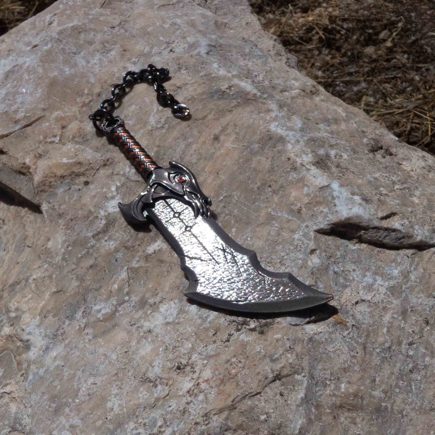 God of War Kratos Metallic Blade of Chaos Keychain With Clasp Black Red