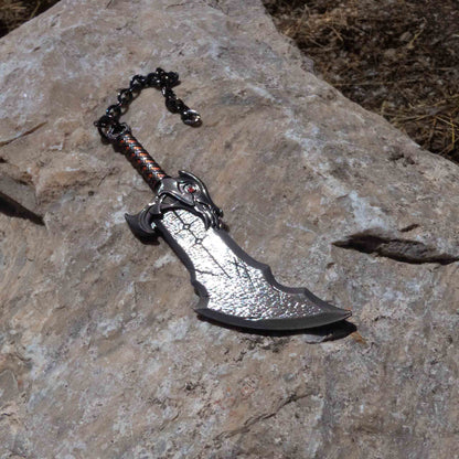 God of War Kratos Metallic Blade of Chaos Keychain With Clasp Black Red