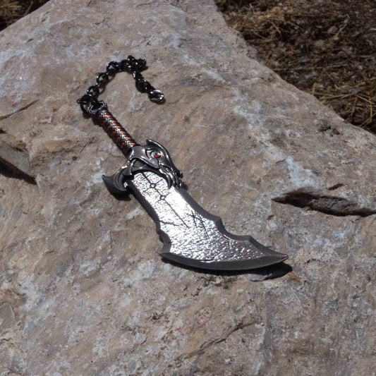 God of War Kratos Metallic Blade of Chaos Keychain With Clasp Black Red