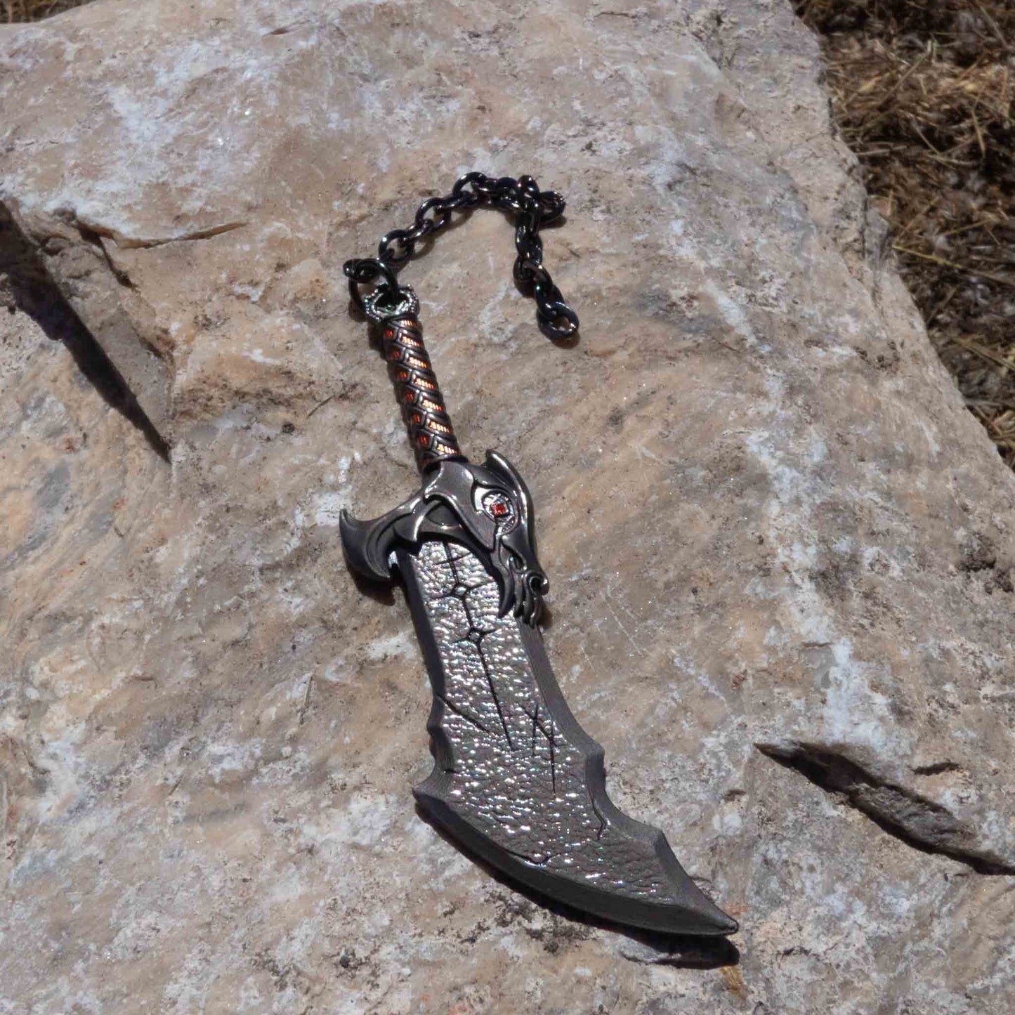 God of War Kratos Metallic Blade of Chaos Keychain With Clasp Black Red
