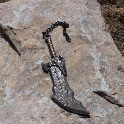 God of War Kratos Metallic Blade of Chaos Keychain With Clasp Black Red
