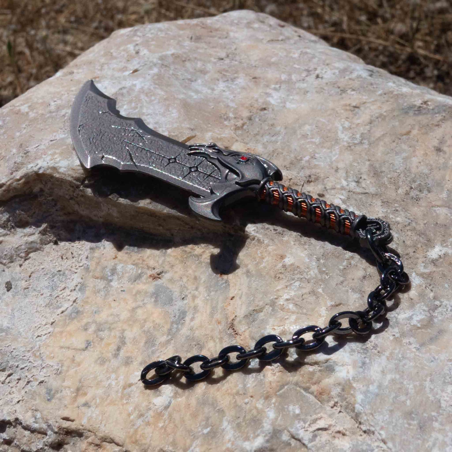 God of War Kratos Metallic Blade of Chaos Keychain With Clasp Black Red