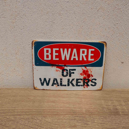 Telltales The Walking Dead Beware  of Walkers Metallic Wall Sign