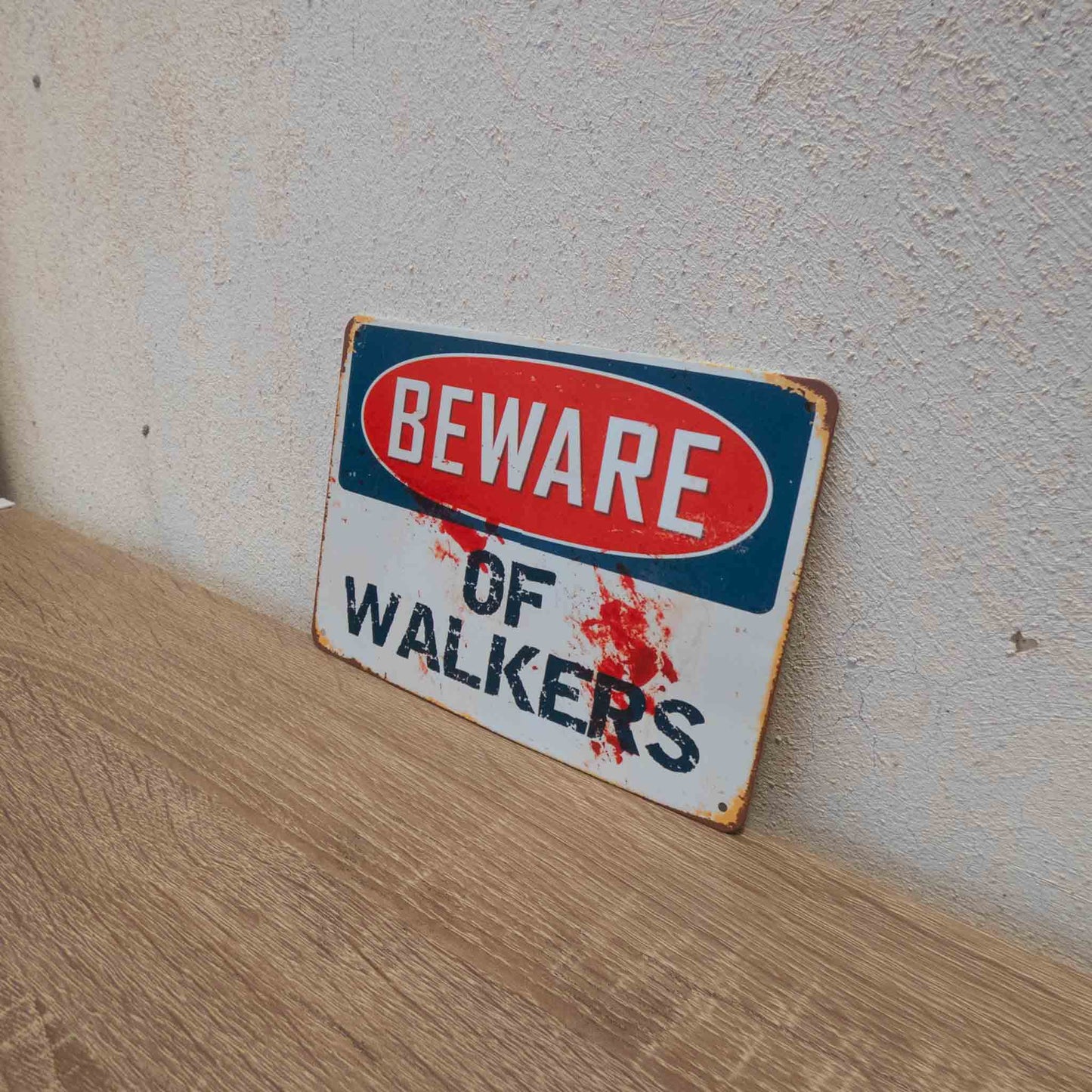 Telltales The Walking Dead Beware  of Walkers Metallic Wall Sign