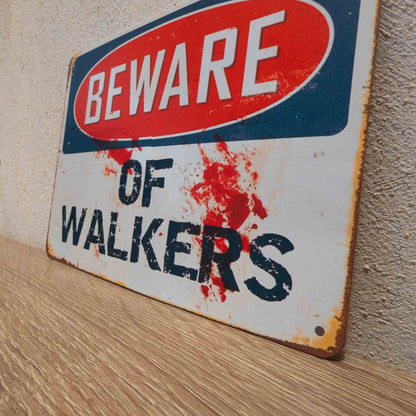 Telltales The Walking Dead Beware  of Walkers Metallic Wall Sign
