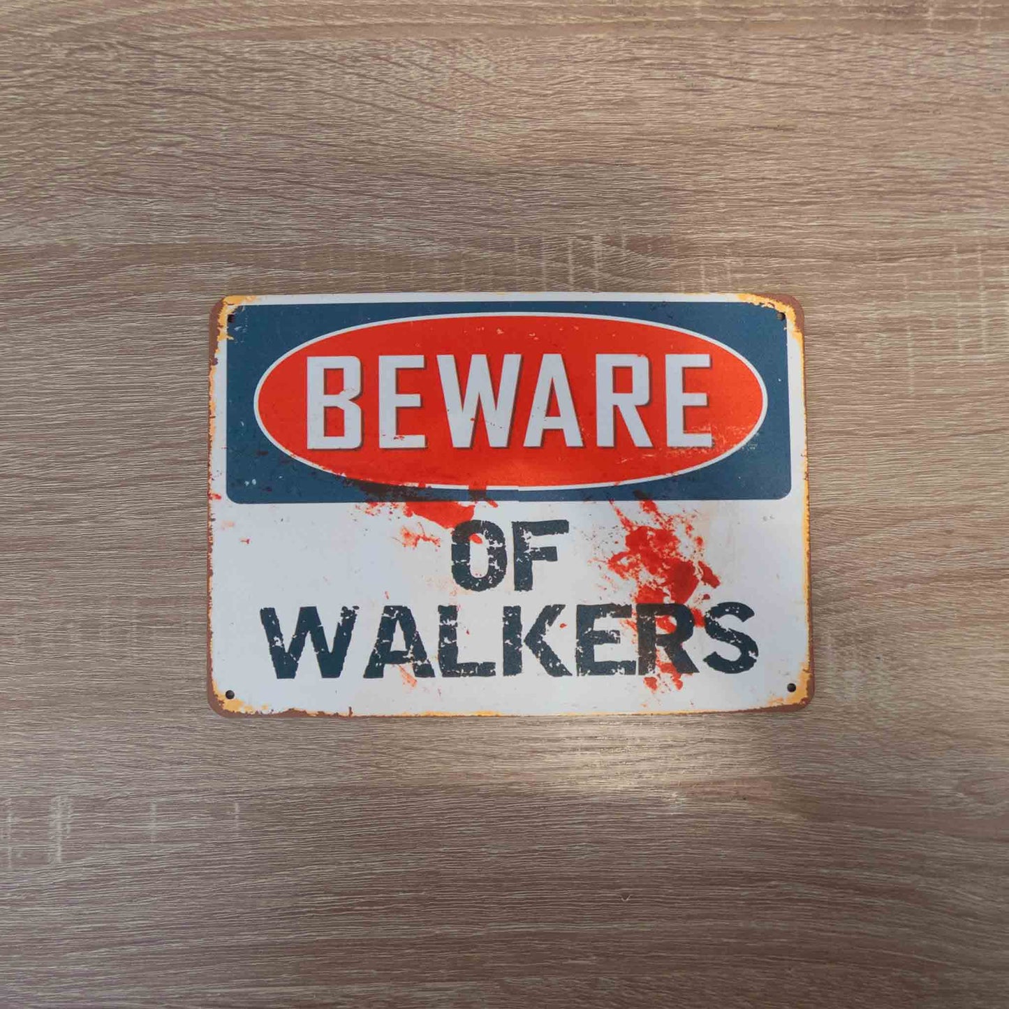 Telltales The Walking Dead Beware  of Walkers Metallic Wall Sign