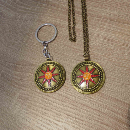 Dark Souls Warrior of Sunlight Shield Vintage Metal Necklace