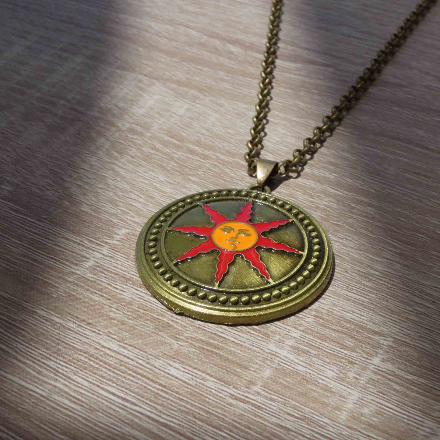 Dark Souls Warrior of Sunlight Shield Vintage Metal Necklace