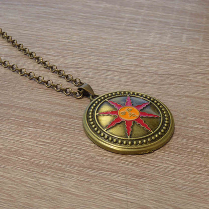 Dark Souls Warrior of Sunlight Shield Vintage Metal Necklace