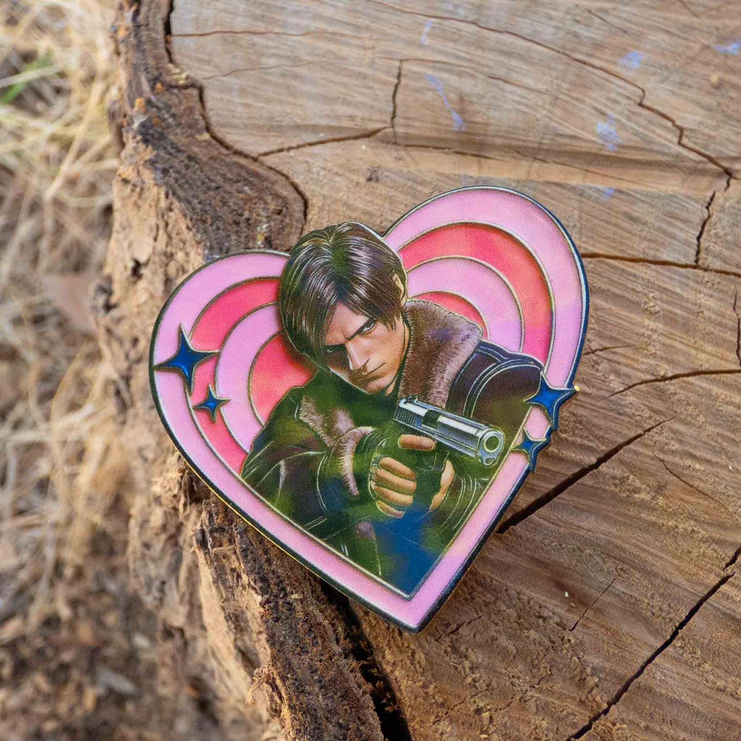 Leon S. Kennedy Resident Evil Heart Metallic Pin Brooch