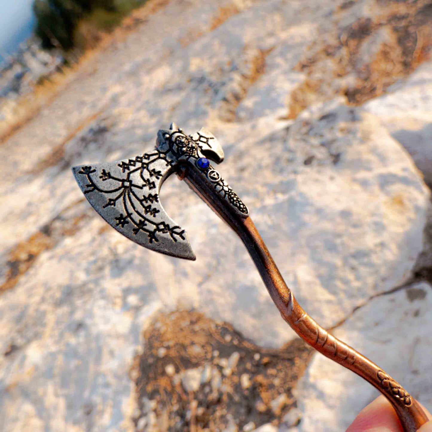 God of War Inspired Kratos Nordic Runes Leviathan Axe Keychain