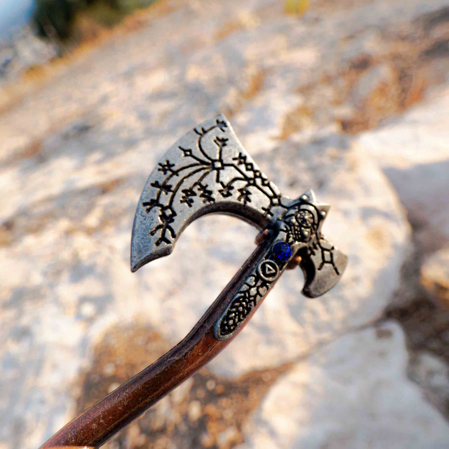 God of War Inspired Kratos Nordic Runes Leviathan Axe Keychain