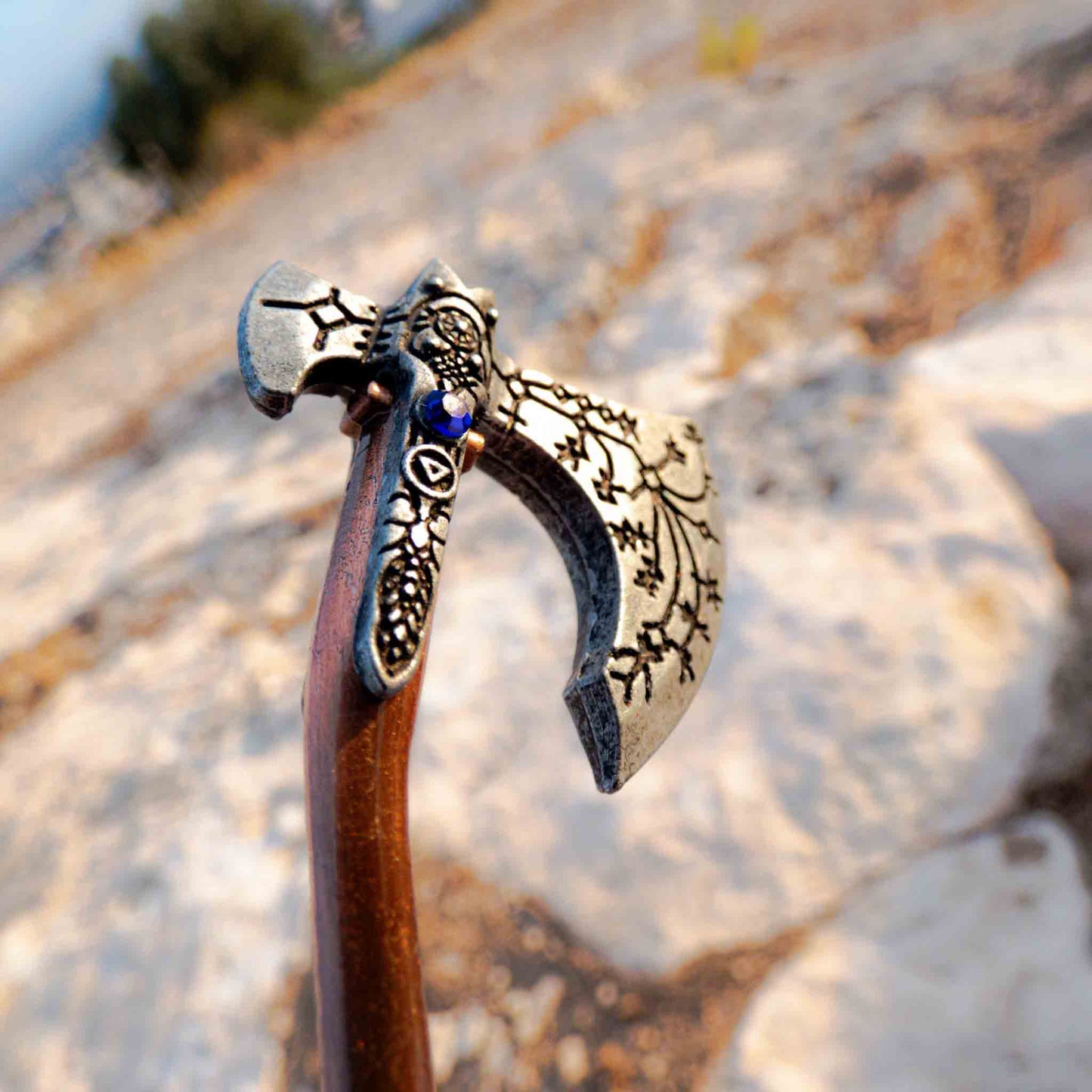 God of War Inspired Kratos Nordic Runes Leviathan Axe Keychain