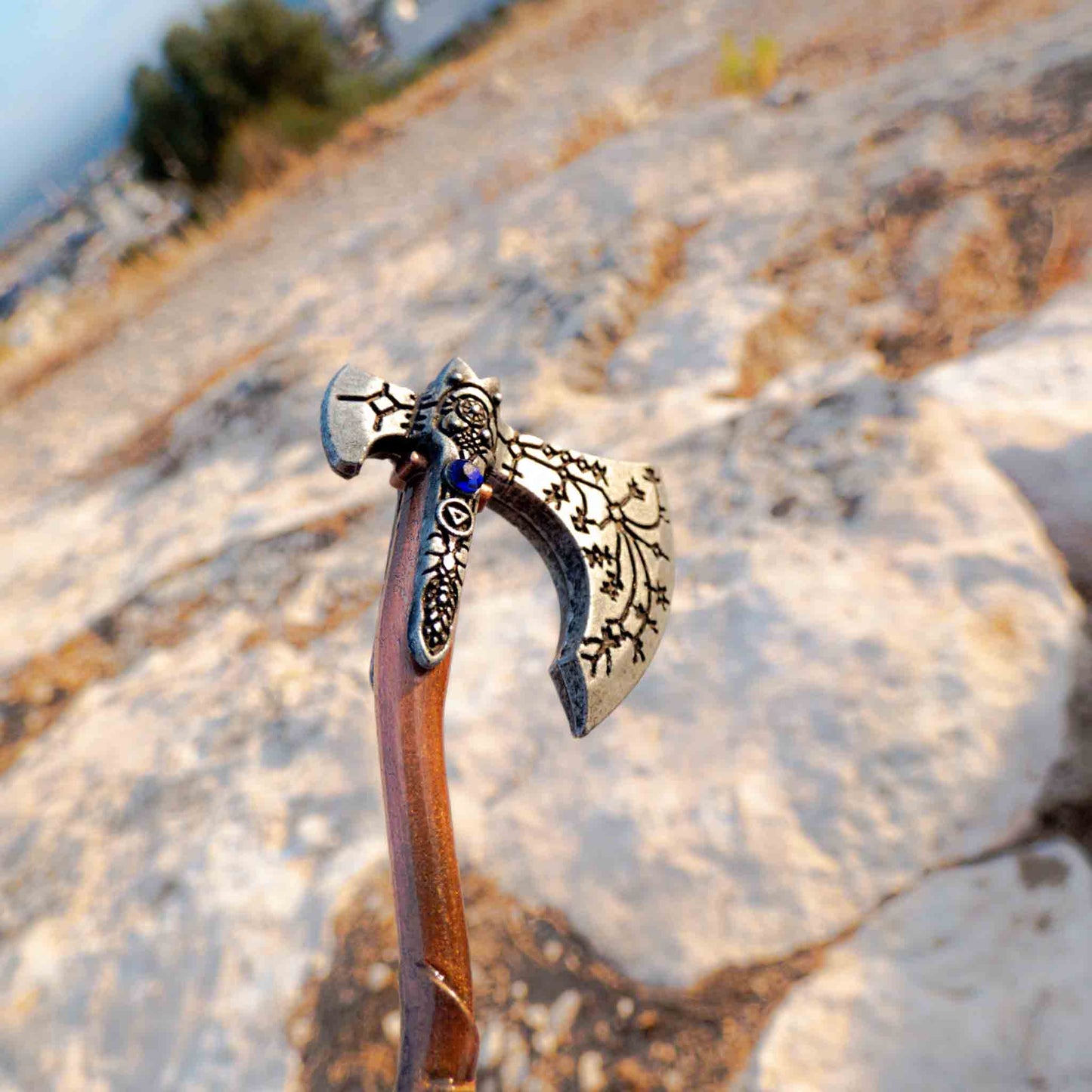 God of War Inspired Kratos Nordic Runes Leviathan Axe Keychain