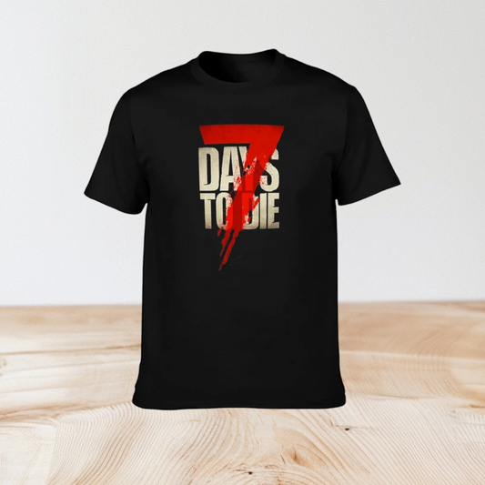 7 Days To Die Video Game Tshirt 100% Cotton PC Games Merch - Black / S Available at 2Fast2See.co