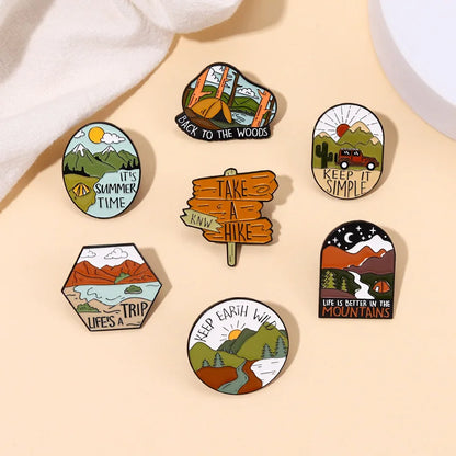 It's Summer Time Outdoors Camping Hiking Enamel Pin Brooch