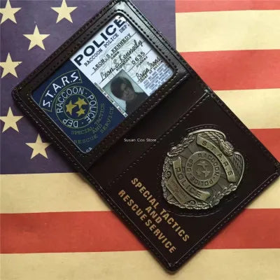 RE4 Leon Scott Kennedy Game Metal Badge Wallet Ada wong Chris Redfield Rebecca  Customized Cosplay Accessory