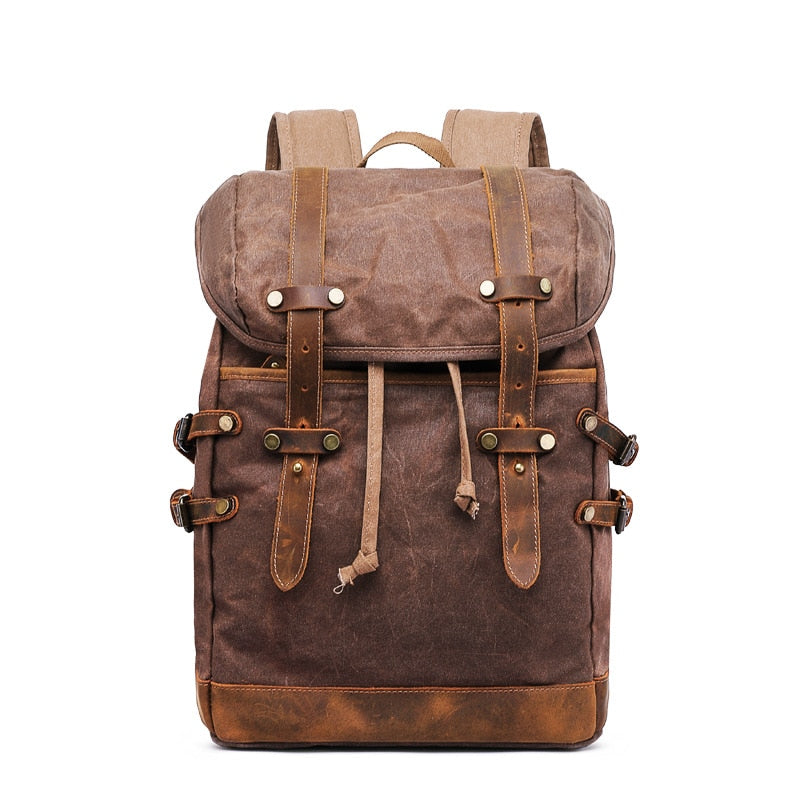 Waxed Canvas & Leather Outdoor Backpack - Available at 2Fast2See.co